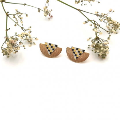 Boucles d'oreilles puces graphiques damier – Image 2