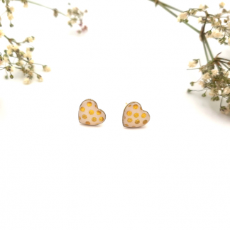 Clous d'oreilles cœur pois dorés