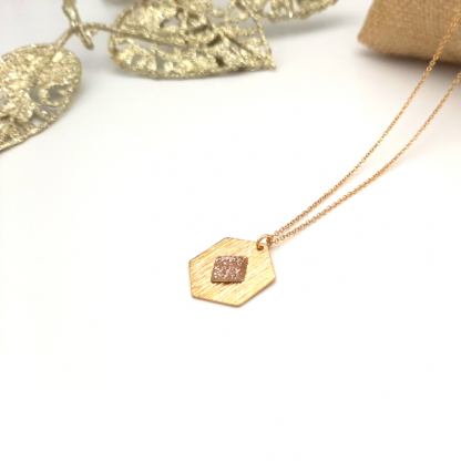 Collier court carré graphique rose gold – Image 2