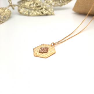 Collier court carré graphique rose gold