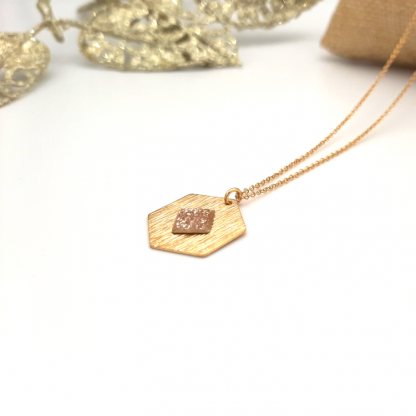 Collier court carré graphique rose gold