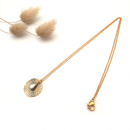 Collier court acier inoxydable doré pendentif arabesque – Image 2