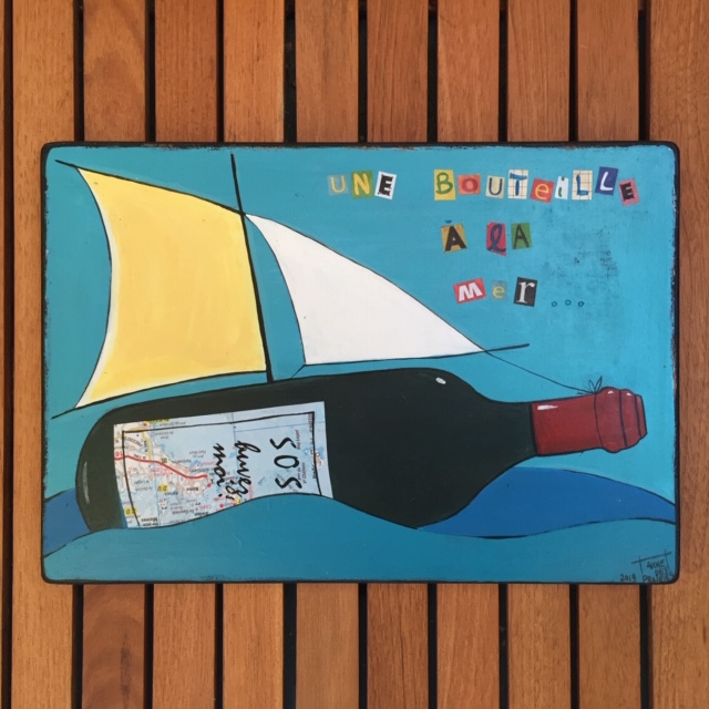 Peinture « bouteille à la mer »