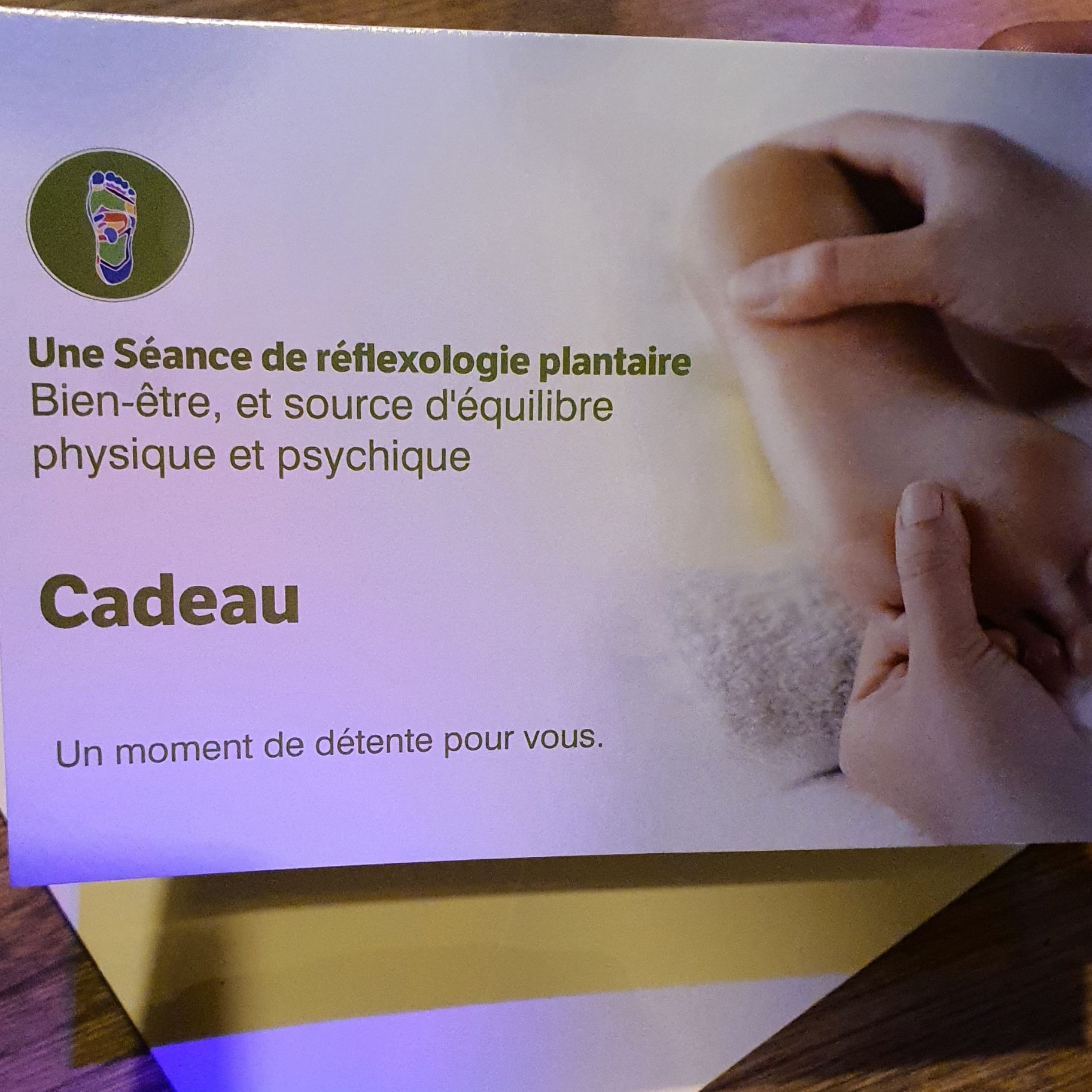 Carte cadeau: une réflexologie plantaire (1h-1h15)