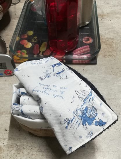 lot 4 essuies-tout lavable et corbeille de rangement